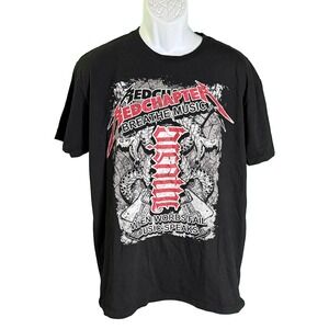 Red Chapter Graphic Tee Mens XL Black Breathe Music Ambigram Snake Guitar Shirt